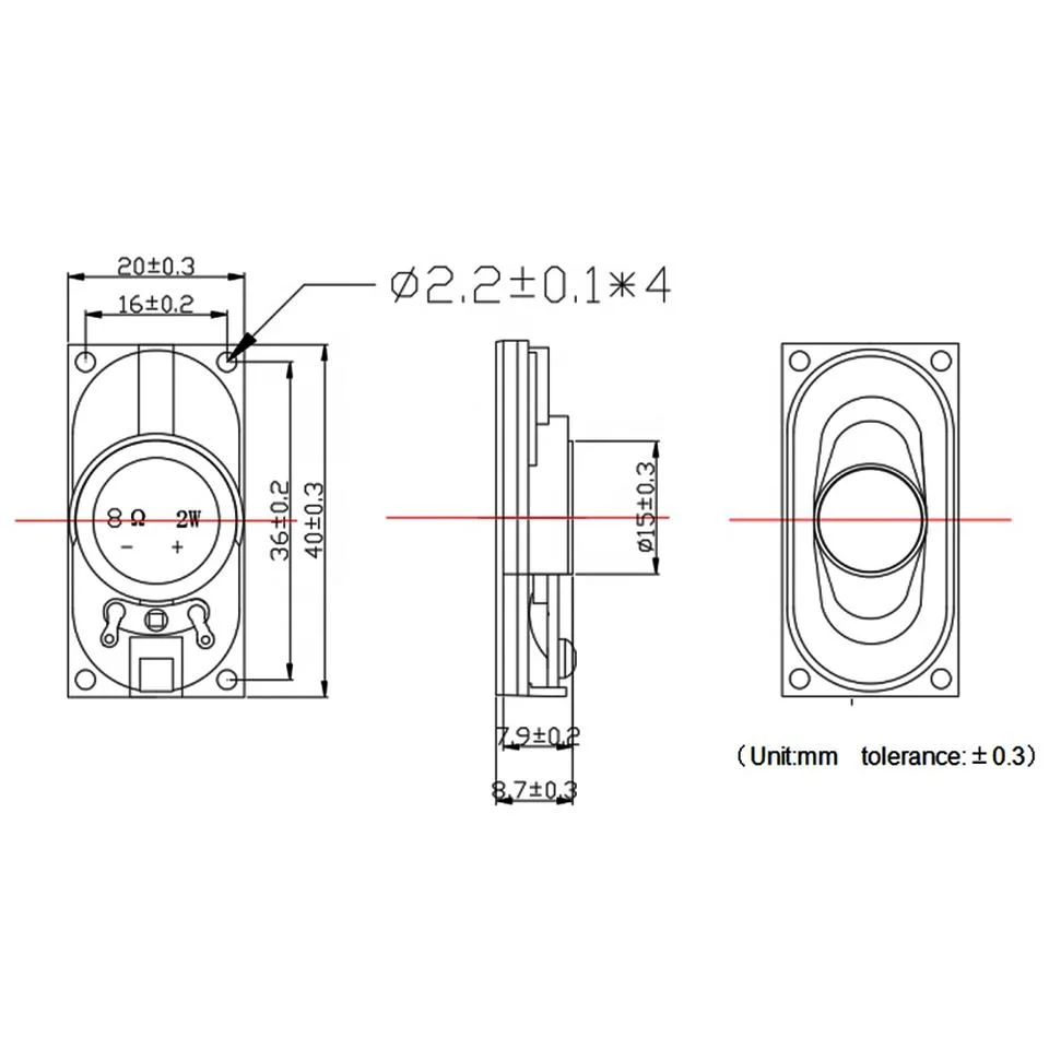 2040 8ohm 2W Rectangle Full Range Laptop Internal Large Magnet Speaker Parts